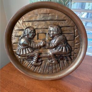 Vintage Copper Tavern Scene Wall Plate